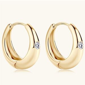 14k Diamond Chunky Gold Hoop Earrings